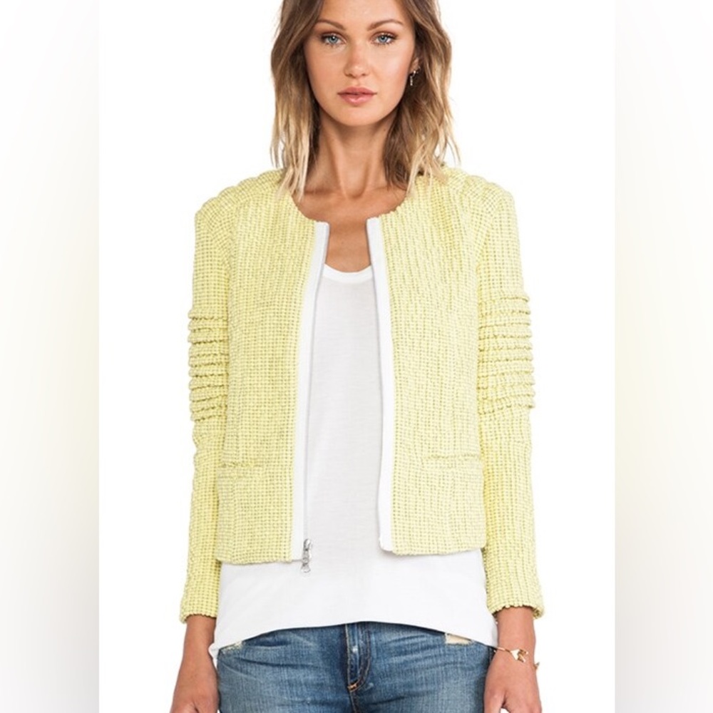 Elizabeth and James bronco jacket zip in lemon texture